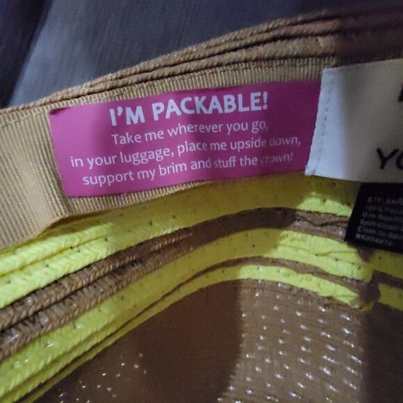 David and Young Women's Tan & Yellow Sun Protection Beach Hat Size OS - Picture 10 of 10